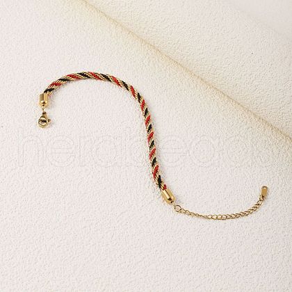 Twisted Nylon Cord Bracelets for Women BJEW-V007-01G-02-1