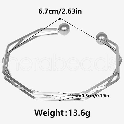 Stylish 304 Stainless Steel Cuff Bangles LY6810-1-1