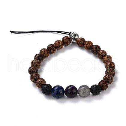 Wood Beads Stretch Bracelets Making BJEW-PH00009-18-1