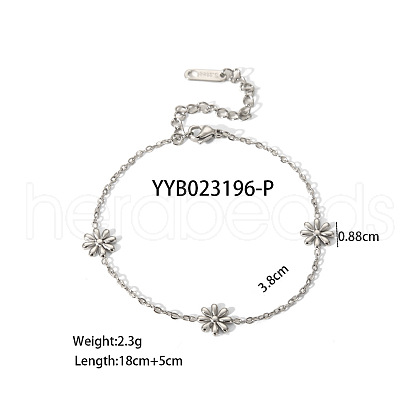 Elegant Stainless Steel Daisy Link Chain Bracelets for Women EE7355-6-1