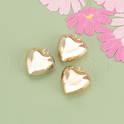 Three-Dimensional Heart Brass Pendants KK-V006-03G-01-1
