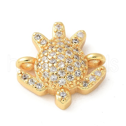 Brass Micro Pave Cubic Zirconia Connector Charms KK-U053-03G-1