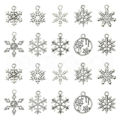 60Pcs 10 Styles Tibetan Style Alloy Pendants FIND-FS0002-21-1