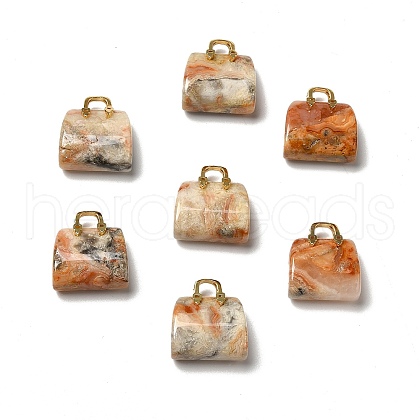 Natural Crazy Agate Brass Pendants KK-E274-01G-10-1