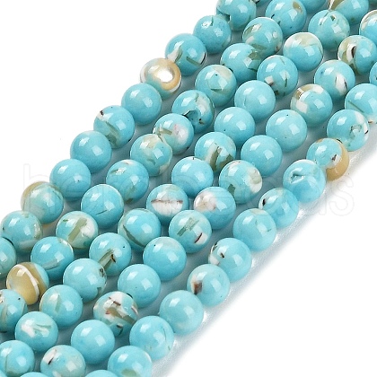 Assembled Synthetic Stone and Trochus Shell Beads Strands G-B128-08A-06-1