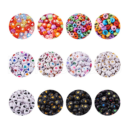 1200Pcs 12 Style Opaque Acrylic Beads MACR-PJ0001-04-1