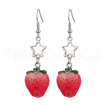 Resin with Alloy Pendants Earring EJEW-JE05903-1