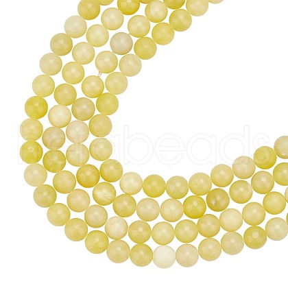 ARRICRAFT Natural Lemon Jade Round Bead Strands G-AR0002-75-1