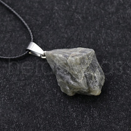 Natural Labradorite Raw Rough Nuggets Pendant Necklace FS-WG50F2C-15-1