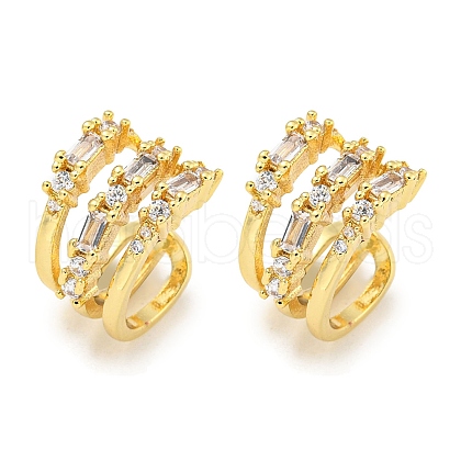 Brass Micro Pave Cubic Zirconia Cuff Earrings EJEW-C104-103G-1