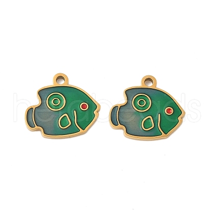 304 Stainless Steel Enamel Charms STAS-Z139-03G-11-1