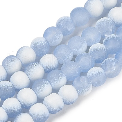 Frosted Crackle Glass Beads Strands X1-GLAA-U001-8mm-M14-1