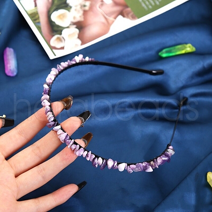 Natural Amethyst Hair Bands PW-WG3532A-02-1