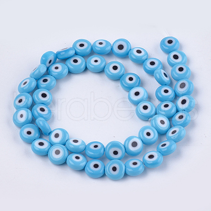 Handmade Evil Eye Lampwork Beads Strands LAMP-S191-02B-09-1