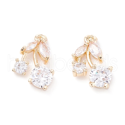 Rack Plating Brass Cubic Zirconia Charms ZIRC-C026-13LG-1
