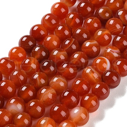 Natural Striped Agate/Banded Agate Beads Strands G-Z060-A01-B05-1