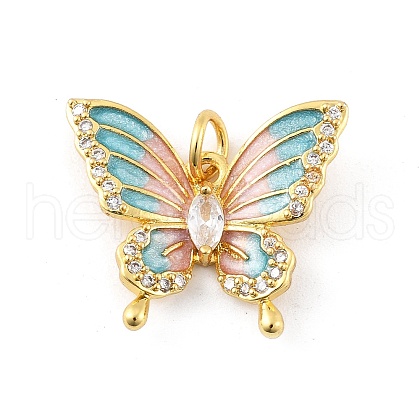 Brass Micro Pave Cubic Zirconia Pendants KK-K371-46G-03-1