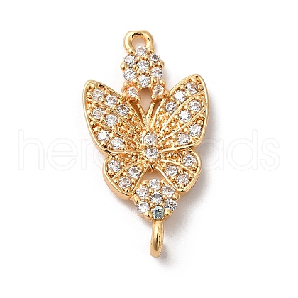 Brass Micro Pave Cubic Zirconia Connector Charms KK-C062-053G-01-1