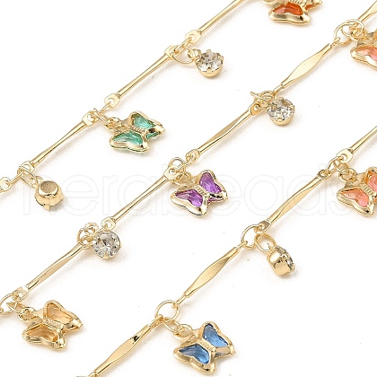 Rack Plating Brass Bar Link Chains CHC-A007-16KCG-1