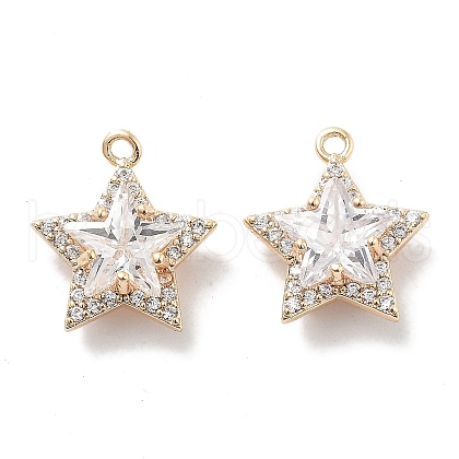 Brass Micro Pave Clear Cubic Zirconia Pendants KK-M102-29G-1