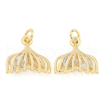 Rack Plating Brass Micro Pave Clear Cubic Zirconia Pendants KK-F089-03G-1