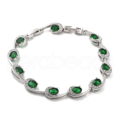 Platinum Alloy Teardrop Link Chain Bracelets BJEW-A005-01B-1