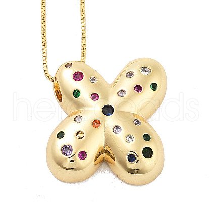 Brass Micro Pave Cubic Zirconia Letter Pendant Necklaces KK-Z069-01G-X-1