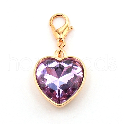 Heart Glass Pendant Decorations HJEW-WH0036-19A-1