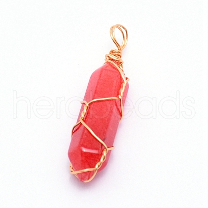 Natural Red Jasper Pendants G-CJC0001-02G-05-1