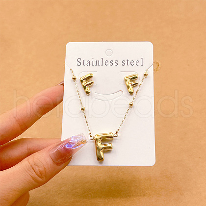 304 Stainless Steel Pendant Necklaces & Stud Earrings Sets FS-WGEB5F1-06-1