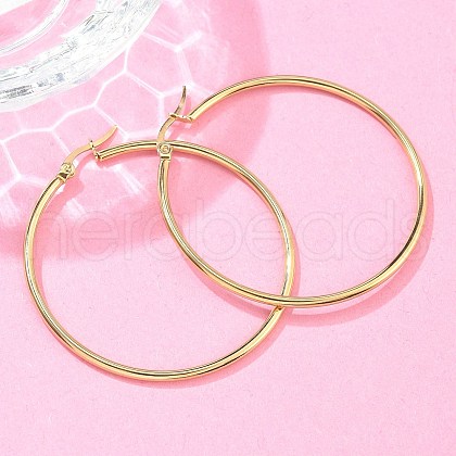 Ion Plating(IP) 304 Stainless Steel Hoop Earrings EJEW-N0016-11G-H-1