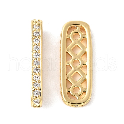 Brass Micro Pave Clear Cubic Zirconia Spacer Bars KK-U064-20B-G-1