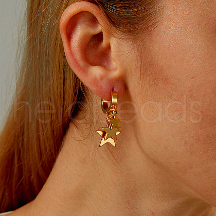 Stylish Stainless Steel Star Pendant Earrings for Women's Daily Casual Accessories. HF2448-1