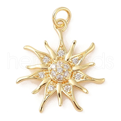 Brass Micro Pave Clear Cubic Zirconia Pendants ZIRC-P121-05D-G-1