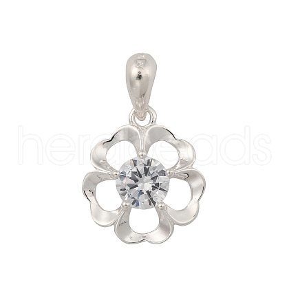 Fine Silver Pave Clear Cubic Zirconia Charms STER-P069-03A-S-1