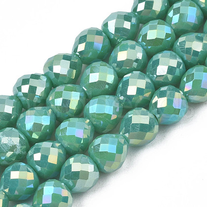 Electroplate Opaque Solid Color Glass Beads Strands EGLA-N002-26-A04-1