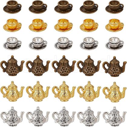 CHGCRAFT 60Pcs 6 Style Alloy Small Handmade Charms Pendants FIND-CA0005-01-1