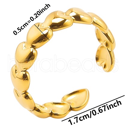 Minimalist Heart 304 Stainless Steel Cuff Rings GA7570-2-1