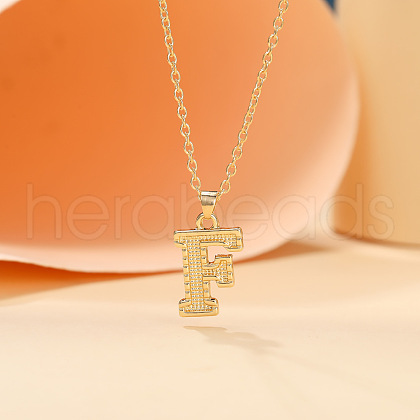 Alloy Textured Initial Pendant Necklaces FS-WG9837C-06-1