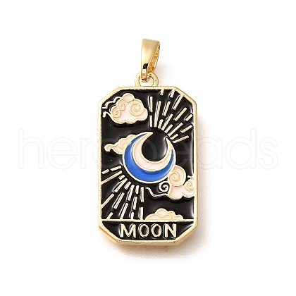 Tarot Card Brass Enamel Pendents KK-R212-02G-02-1