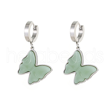 Stainless Steel Dangle Hoop Earrings OS9134-1-1