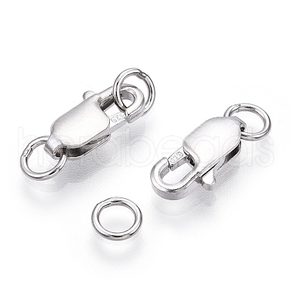Rhodium Plated 925 Sterling Silver Lobster Claw Clasps STER-T004-84P-1