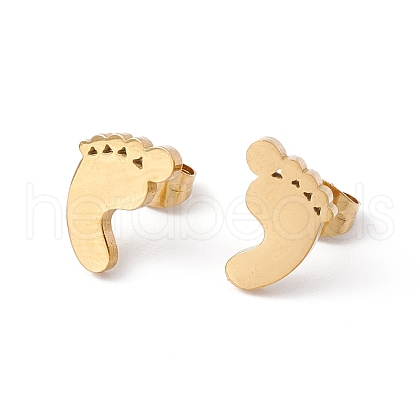 304 Stainless Steel Footprint Stud Earrings for Men Women EJEW-E163-08G-1