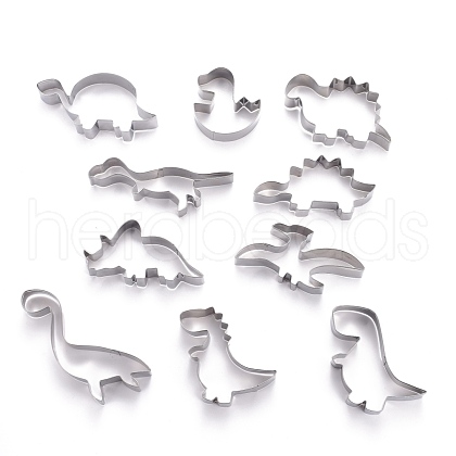 Non-Tarnish Stainless Steel Mixed Dinosaur Shaped Cookie Candy Food Cutters Molds DIY-H142-09P-1