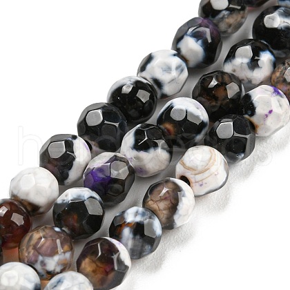 Dyed Natural Fire Crackle Agate Beads Strands G-G007-01H-1
