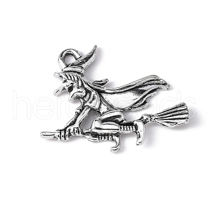 Tibetan Style Halloween Witch Alloy Pendants TIBEP-Q050-06AS-NR-1