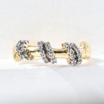 Brass Micro Pave Cubic Zirconia Open Cuff Rings RJEW-D313-03PG-1