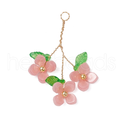 Plastic with Acrylic & Copper Wire Pendants PALLOY-JF03601-05-1