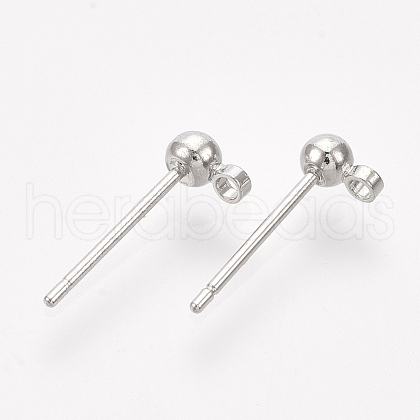 Brass Ball Stud Earring Findings KK-S348-415A-1