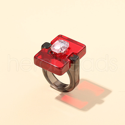 Resin Rhinestone Finger Rings for Women FS-WG5C33D-02-1